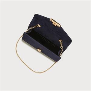 LK Bennett Lucy Navy Suede Envelope Clutch